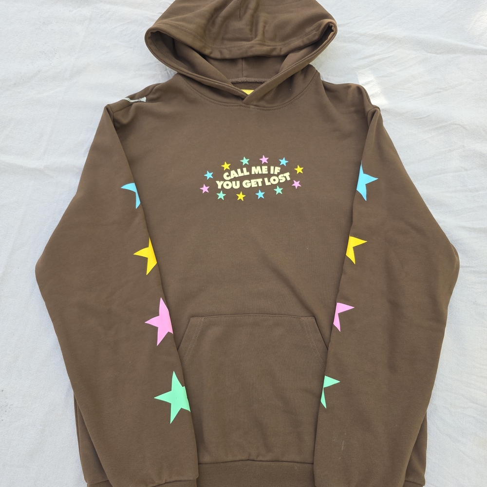 Brown Hoodie with Colorful Stars